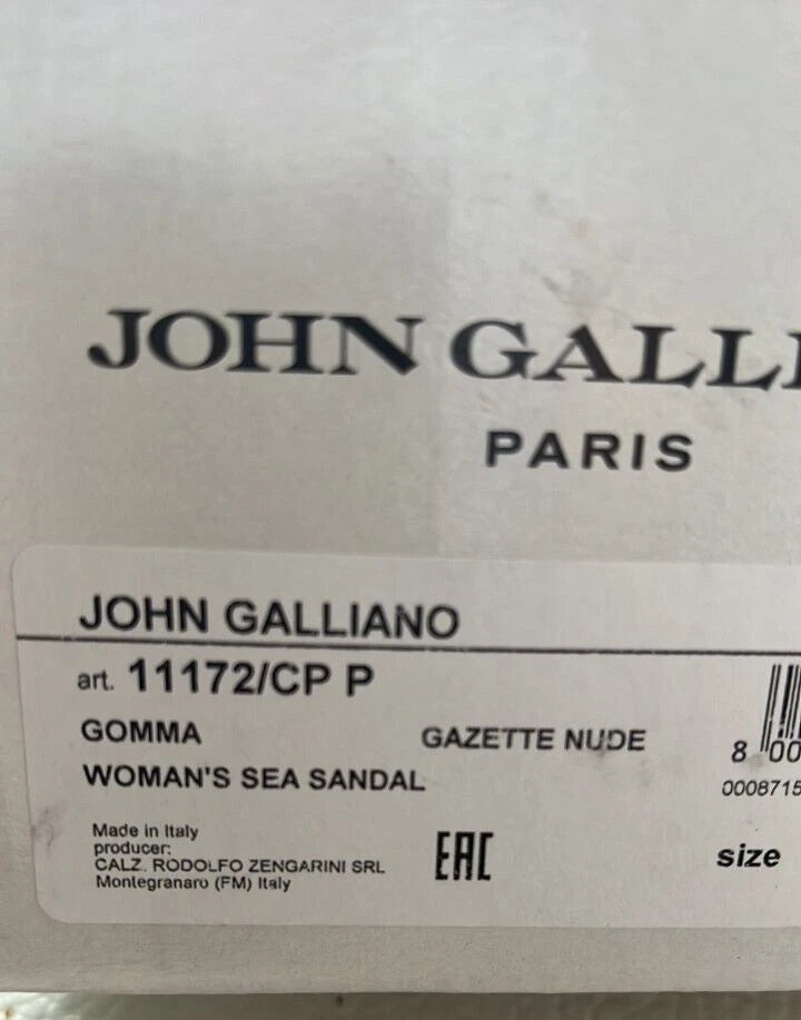NIB John Galliano NUDE Gazette Sea Sandals Slippers  size 38(7) Made in Italy