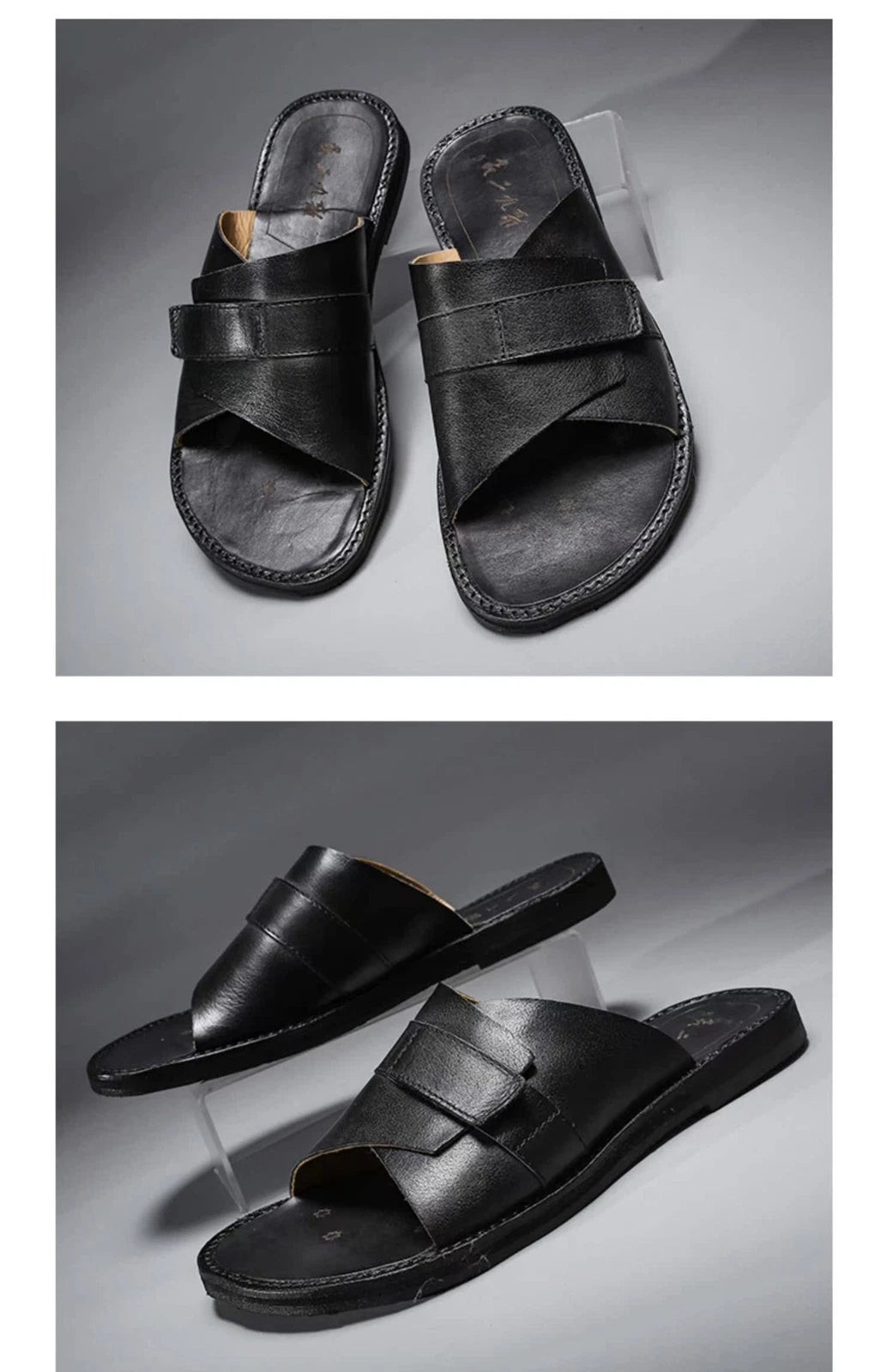 Roman Style Mens Women Real Leather Open Toe Slipper Sandals Flats Shoes Outdoor