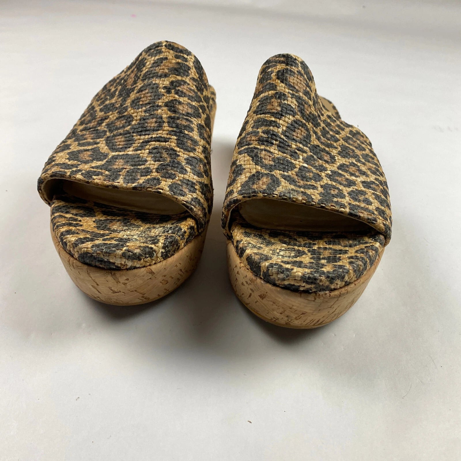 Stuart Weitzman Flatout Leopard Print Wedge Sandal Slide Women's Size 8