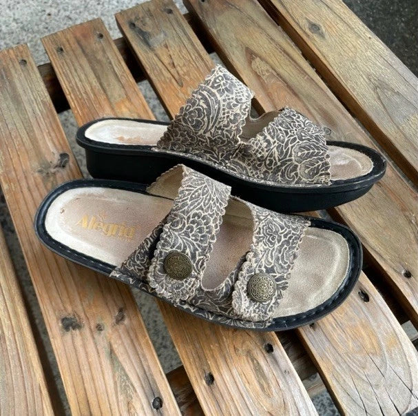 Algeria Leather Adjustable Slide Sandal Sandra Freedom Rock Comfort Brown Size 9