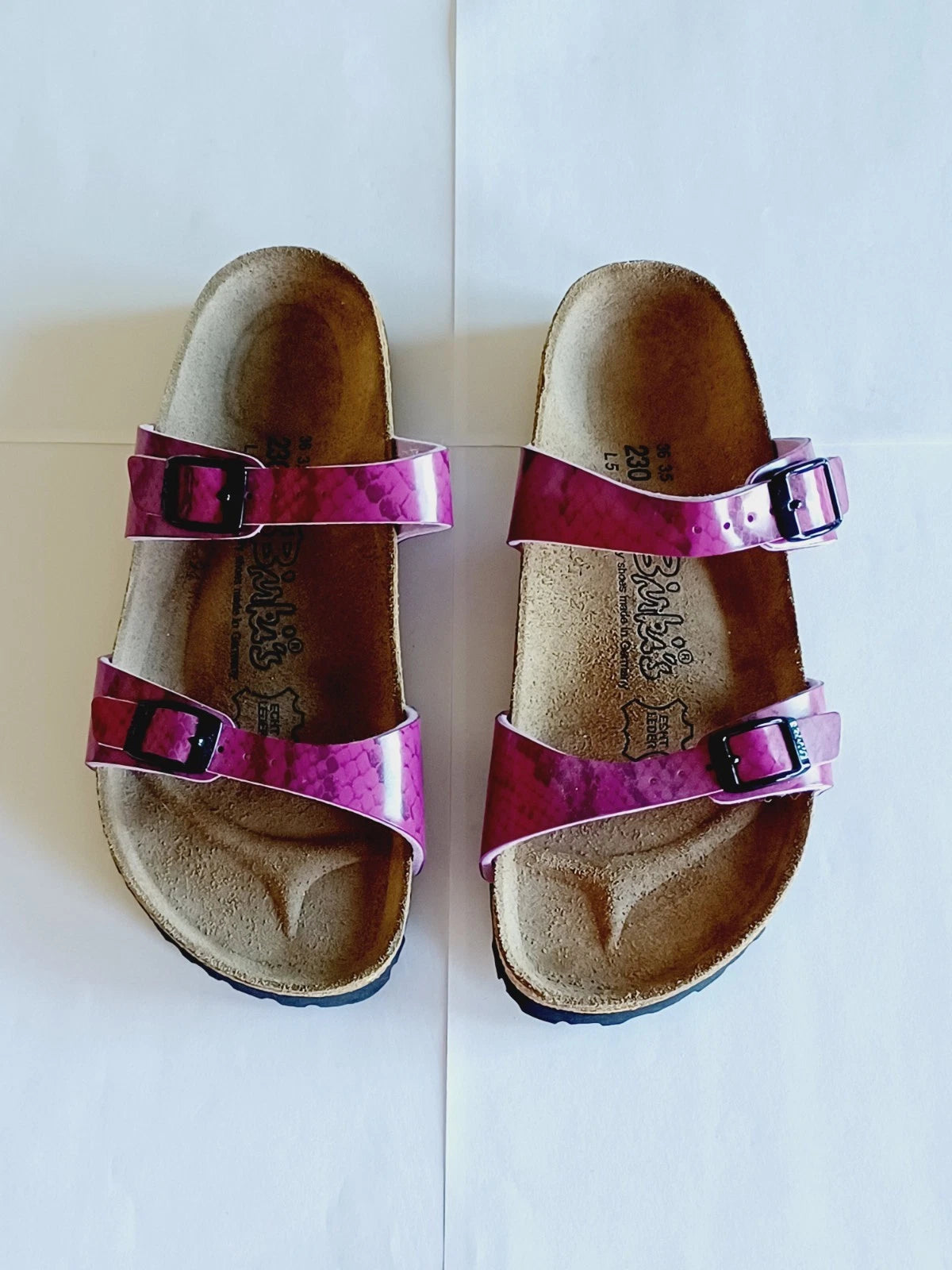 Birkenstock Birkis Sandals Women's 5 36 Purple Snakeskin Print Sandals Shoes