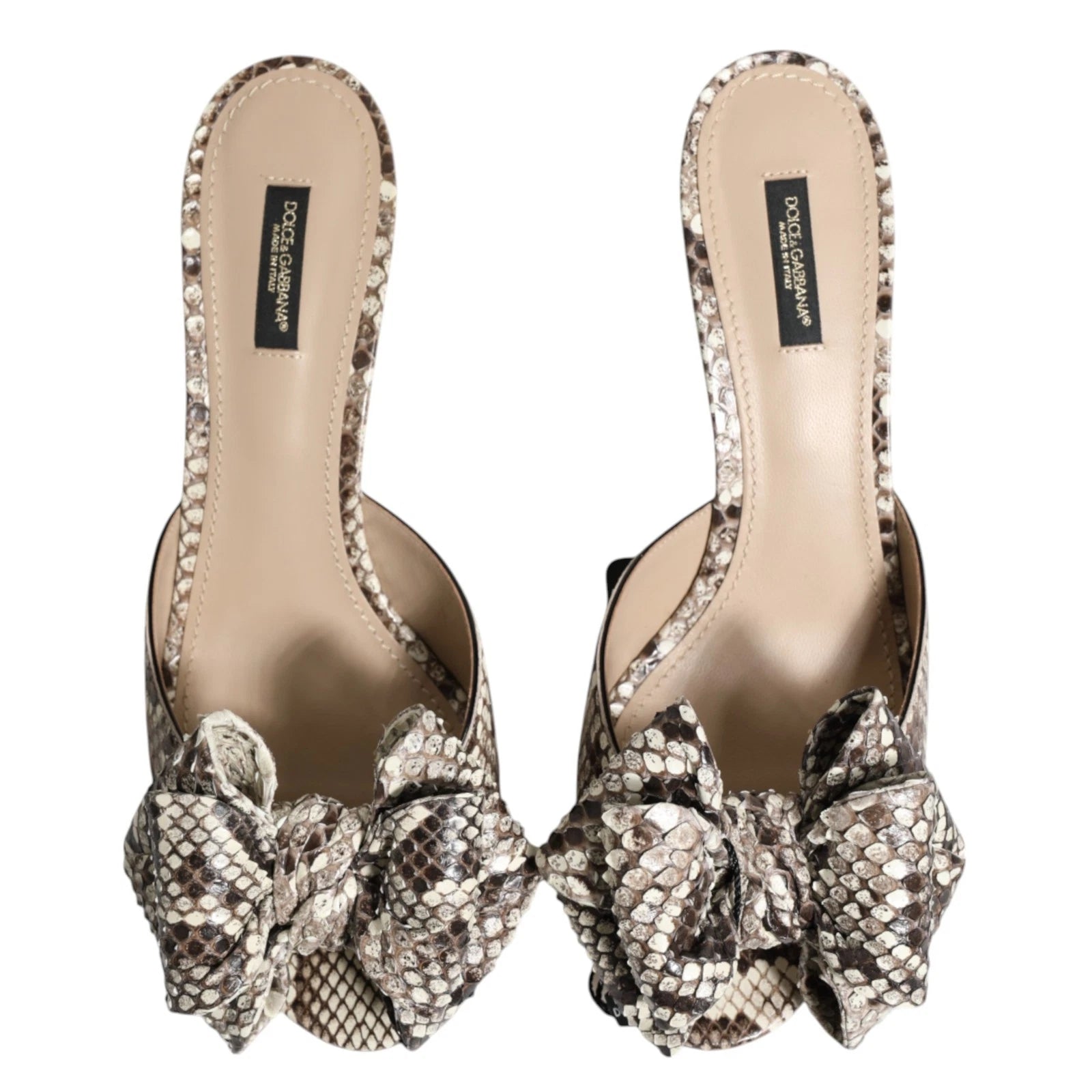 DOLCE & GABBANA Shoes Multicolor Keira Bow Leather Peep Toe Mules EU39 / US8.5