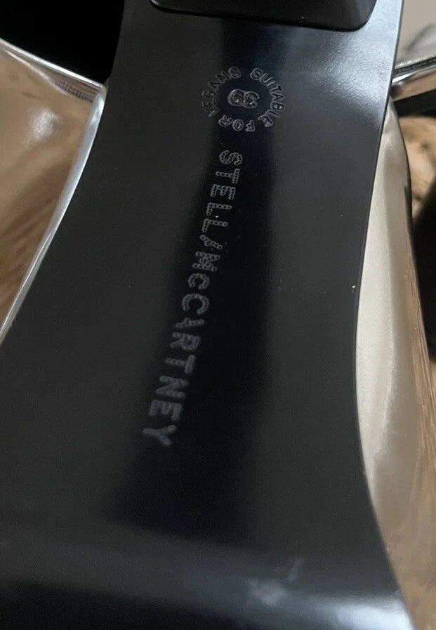 Stella Mccartney Ladies Silver Metallic Elsa Mirror Slide Sandals Mules, 39, 9