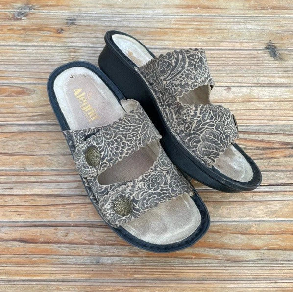 Algeria Leather Adjustable Slide Sandal Sandra Freedom Rock Comfort Brown Size 9