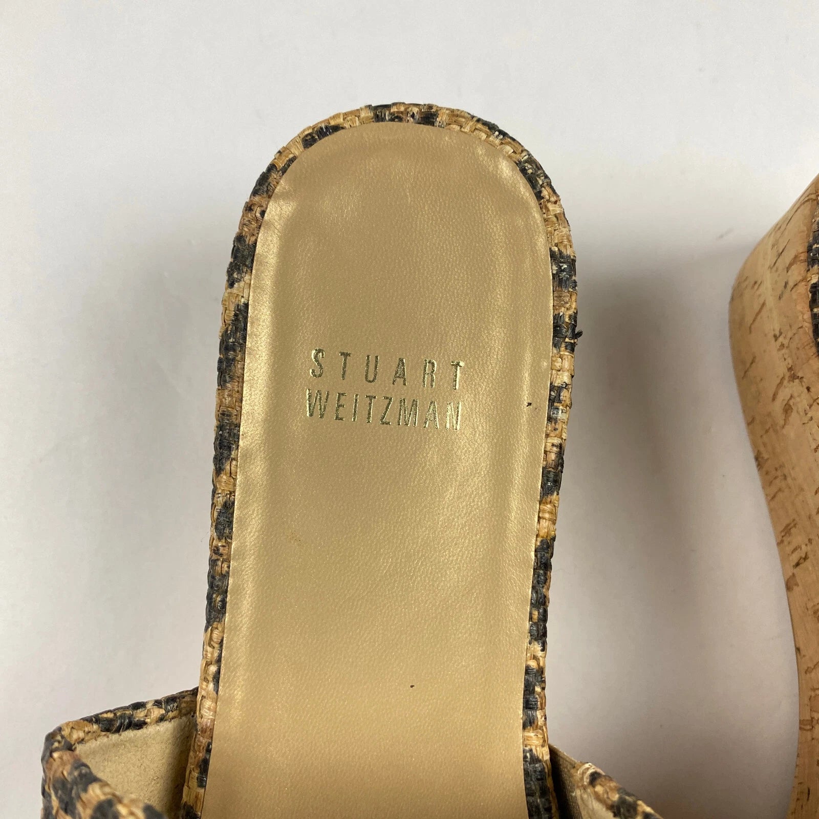 Stuart Weitzman Flatout Leopard Print Wedge Sandal Slide Women's Size 8