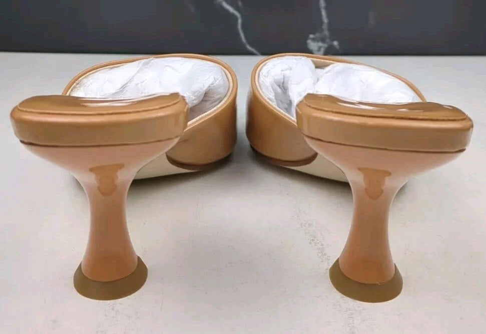 Jeffrey Campbell Mr-Big Slide Sandal in Dark Nude Patent, Size 5.5