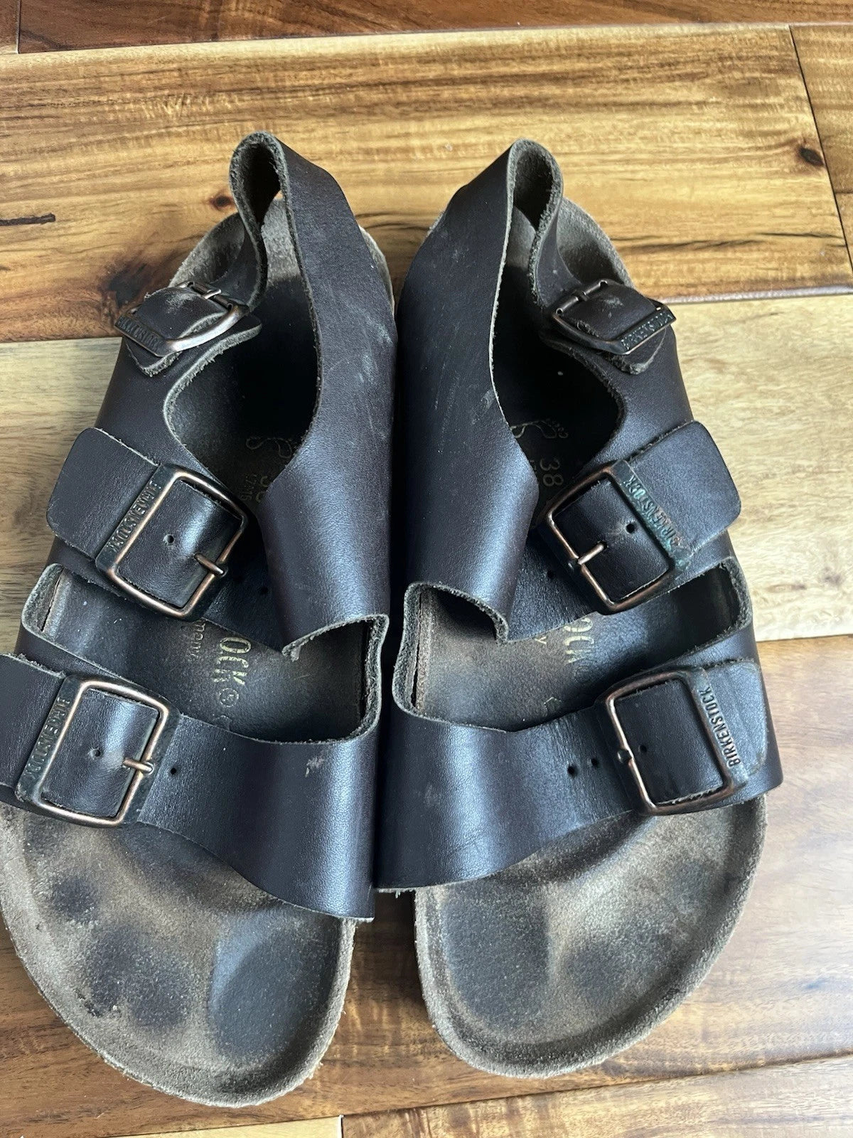 RARE🔥 Birkenstock Birki's Black Heel Strap Sandals Sz 38 L7 M5 Women's Milano