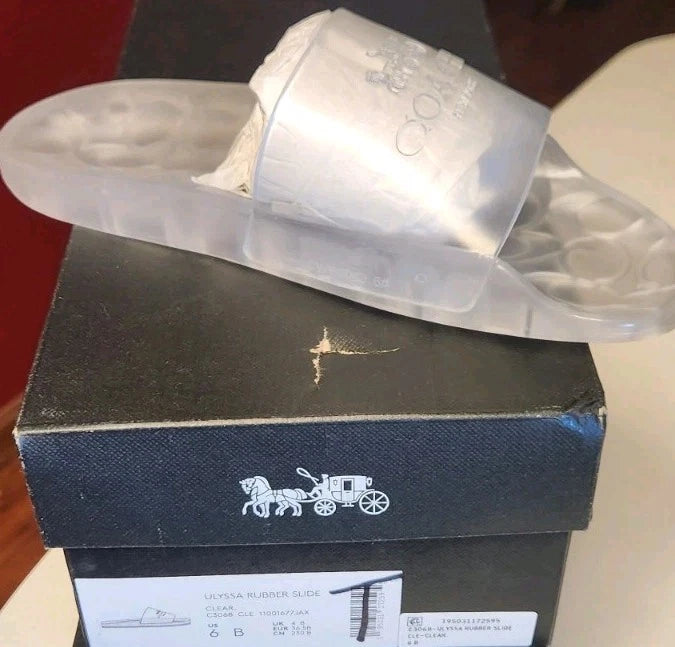 Coach C3068 Ulyssa Women Size 6 Rubber Jelly Slides Sandals Slip On New with Box