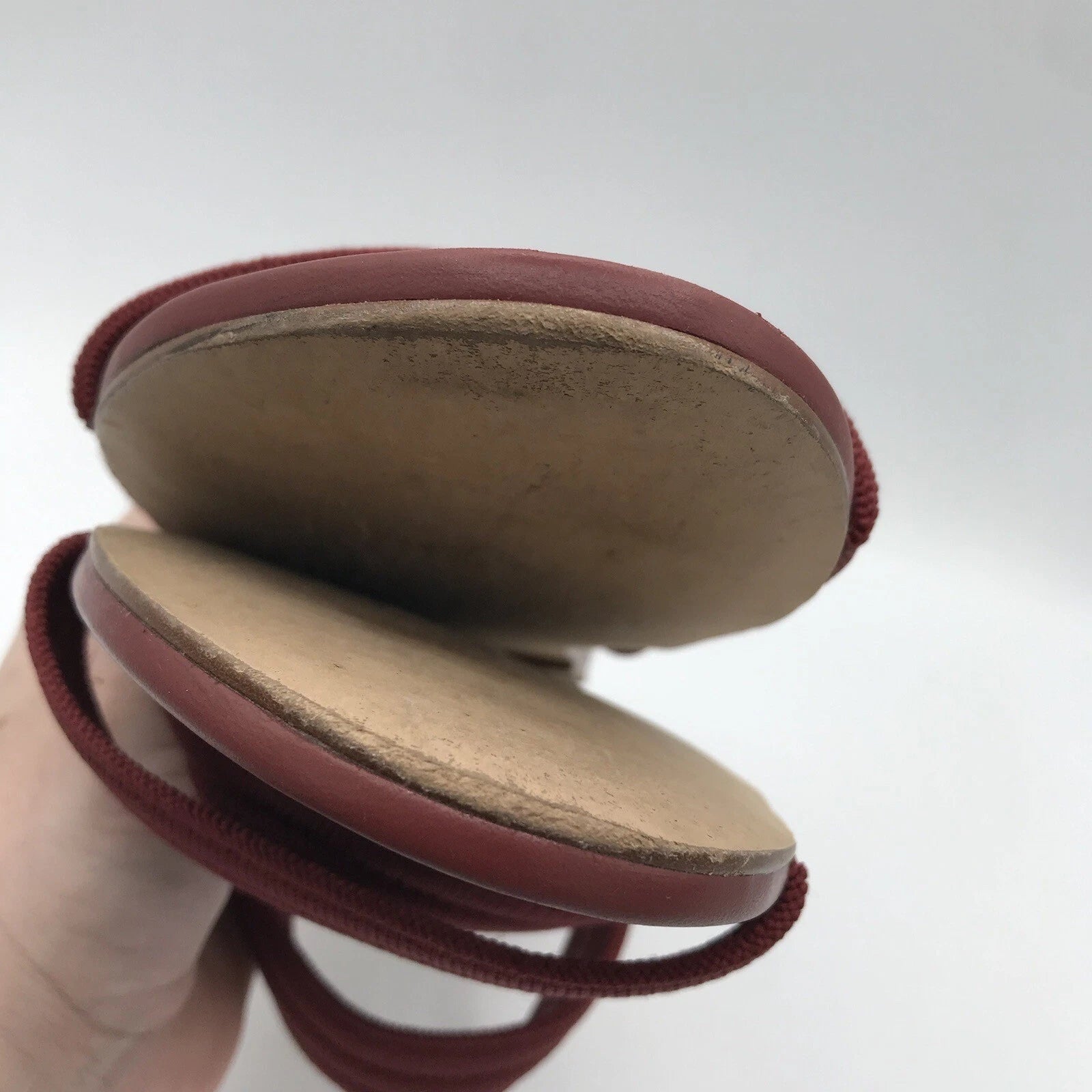 Rothy's Flat Sandals Women's 10 Sangria Red Triple Band Slides Retired Style EUC