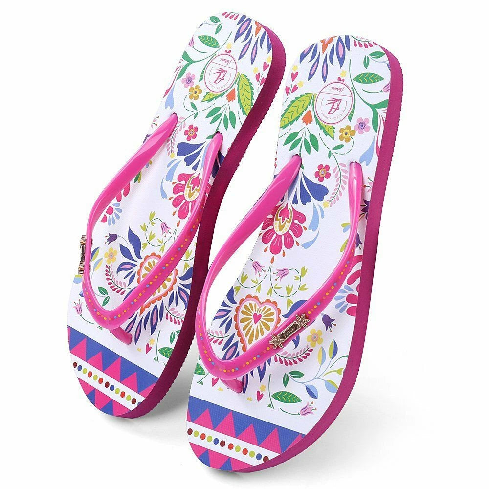 Aerusi Women Fashion Print Summer Beach Thong Flip Flops Non-Slip Casual Sandals
