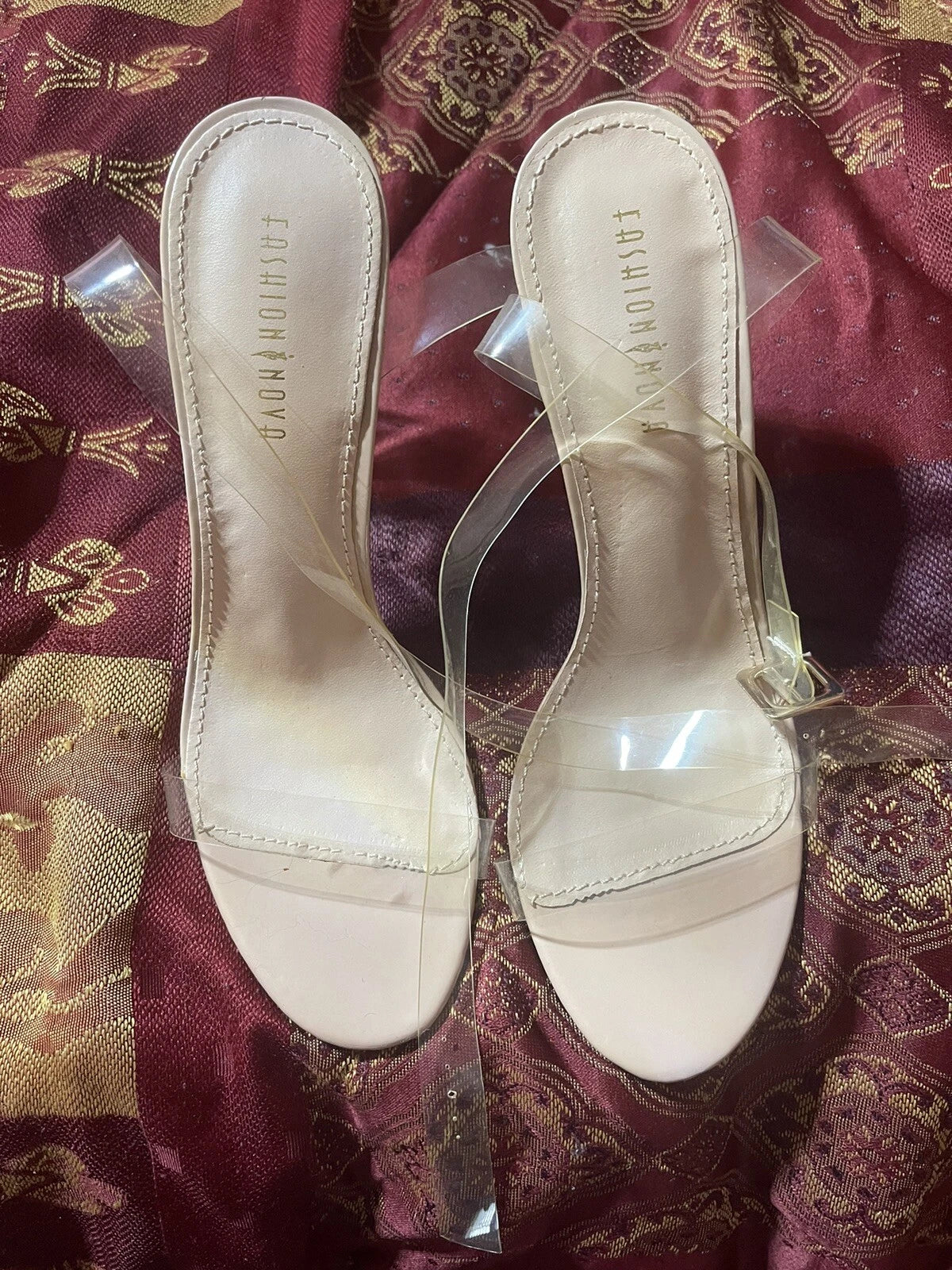 FASHION NOVA glass open toe sandals 8.5