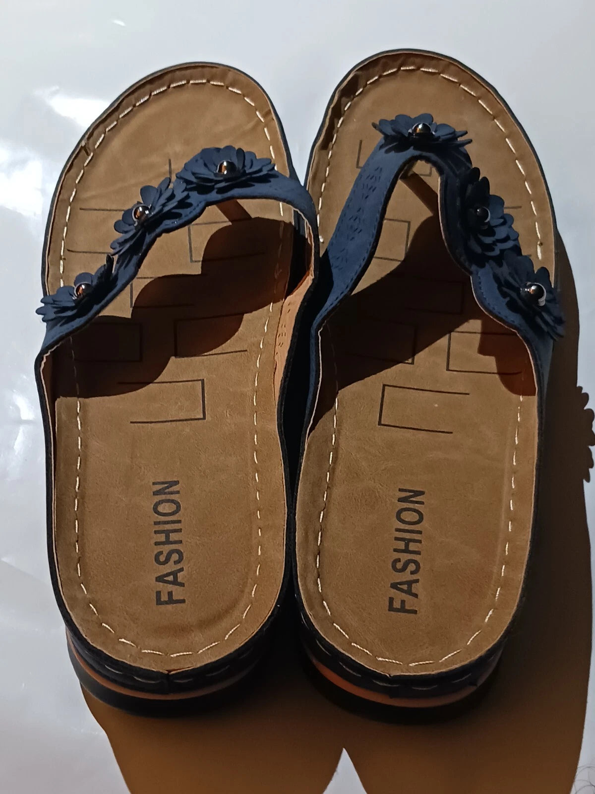 Fashion Blue super comfy platform slippers. Size 8.0/40