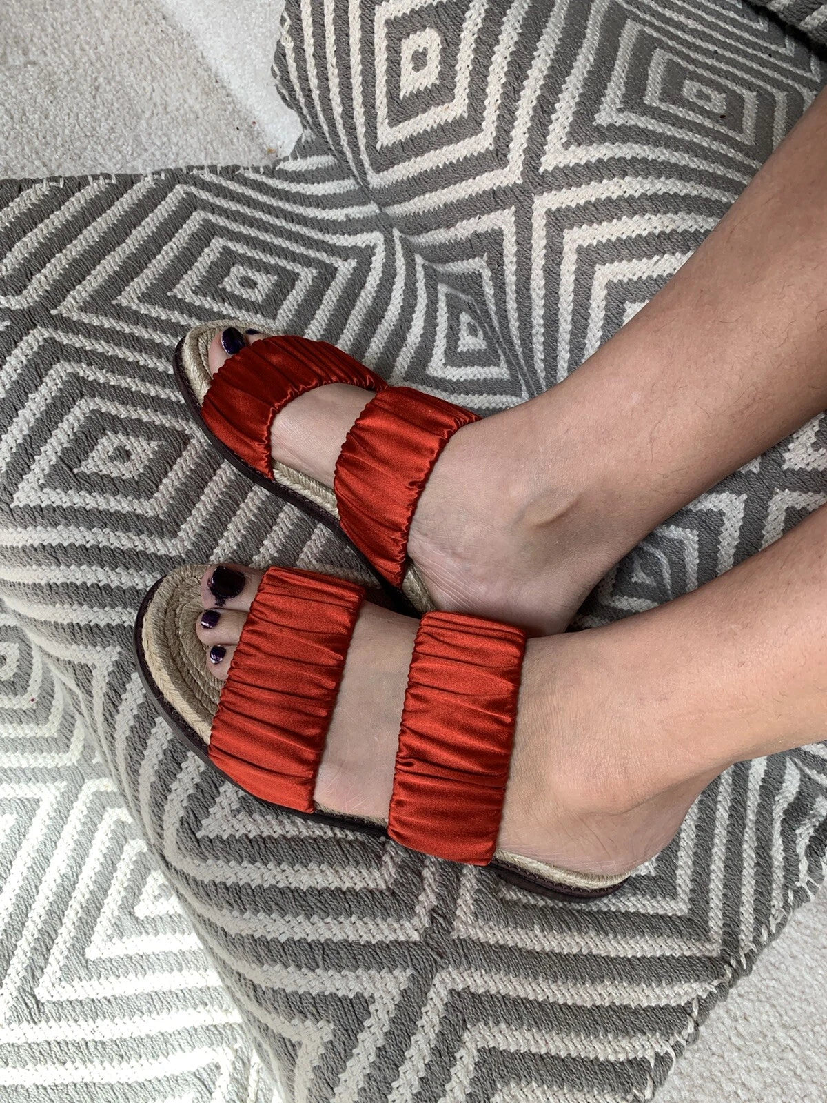 NEW MERCEDES CASTILLO Marcela Red Satin Spadrillers Sandal, Women Size 39/US 9M