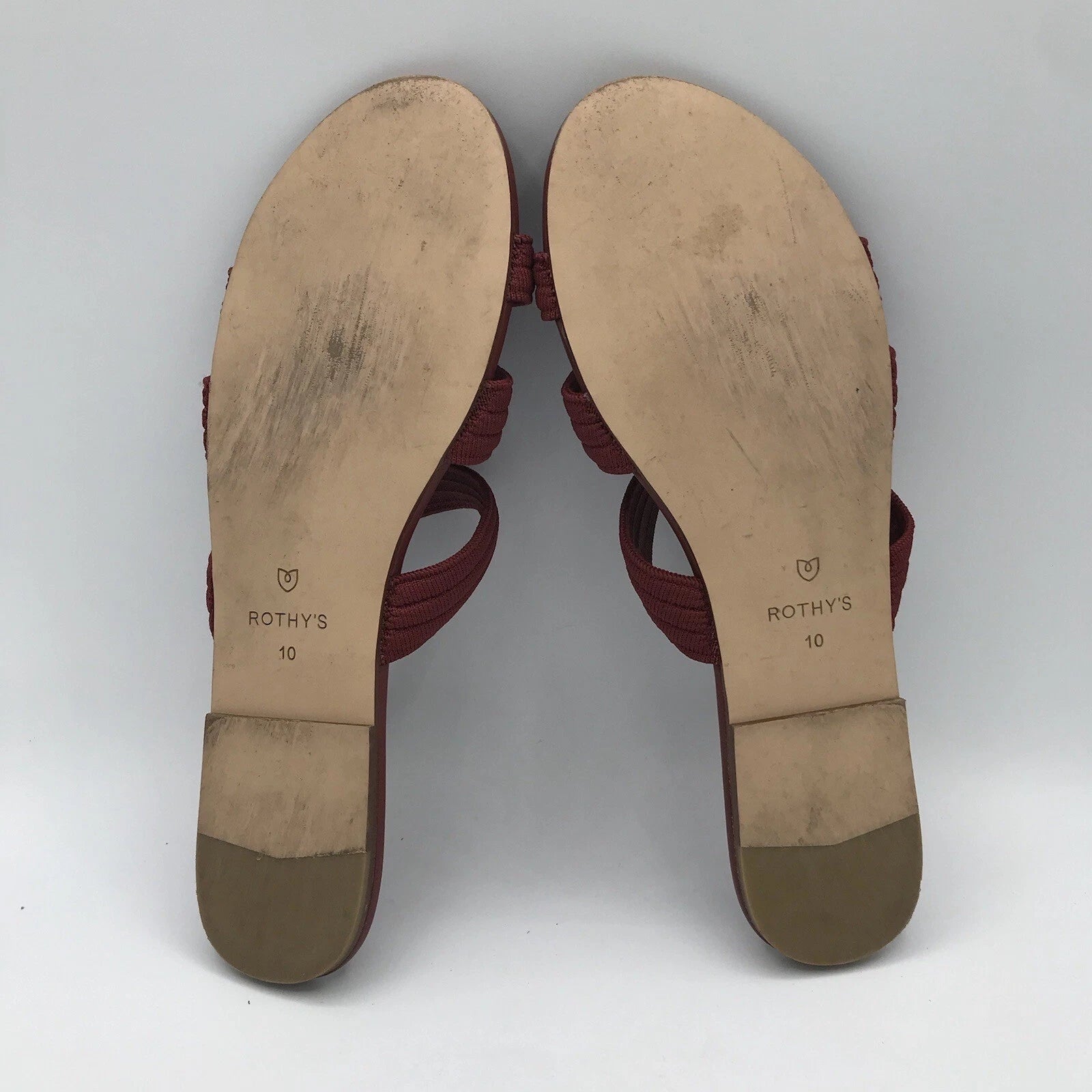 Rothy's Flat Sandals Women's 10 Sangria Red Triple Band Slides Retired Style EUC