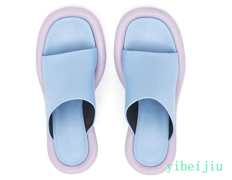 Summer Women's High Spool Heel Mules Dress Slides Slippers Party Sandals Fashion