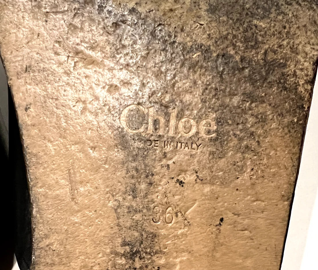 CHLOE Black Leather, 1 Buckle Slides, Sandals, Flats with Gold-tone Trim 36EU/5