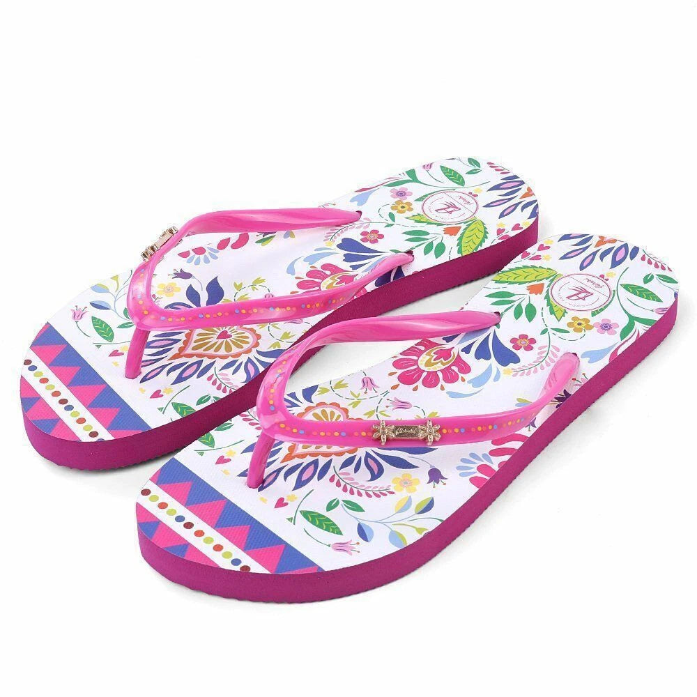 Aerusi Women Fashion Print Summer Beach Thong Flip Flops Non-Slip Casual Sandals
