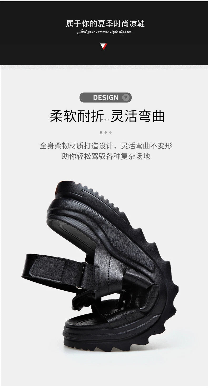 Men's Roman Sandals Leather Flat Open Toe Shoes Beach Summer Outdoor Casual 2025