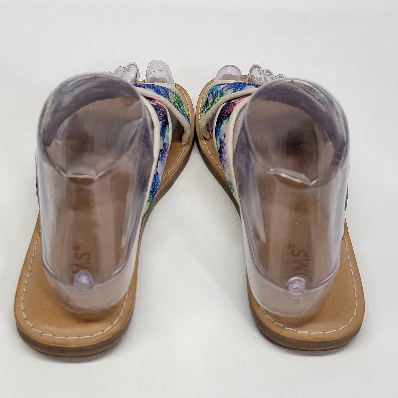 TOMS Viv white Lace Sandals Womens Size 6.5 slides fashion multicolor slip on