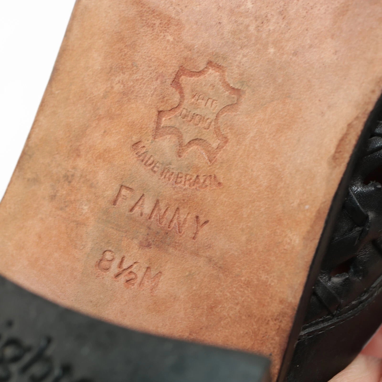 Brighton Womens Fanny Mule Size 8.5 Black Leather Block Heel Slide Woven Shoe