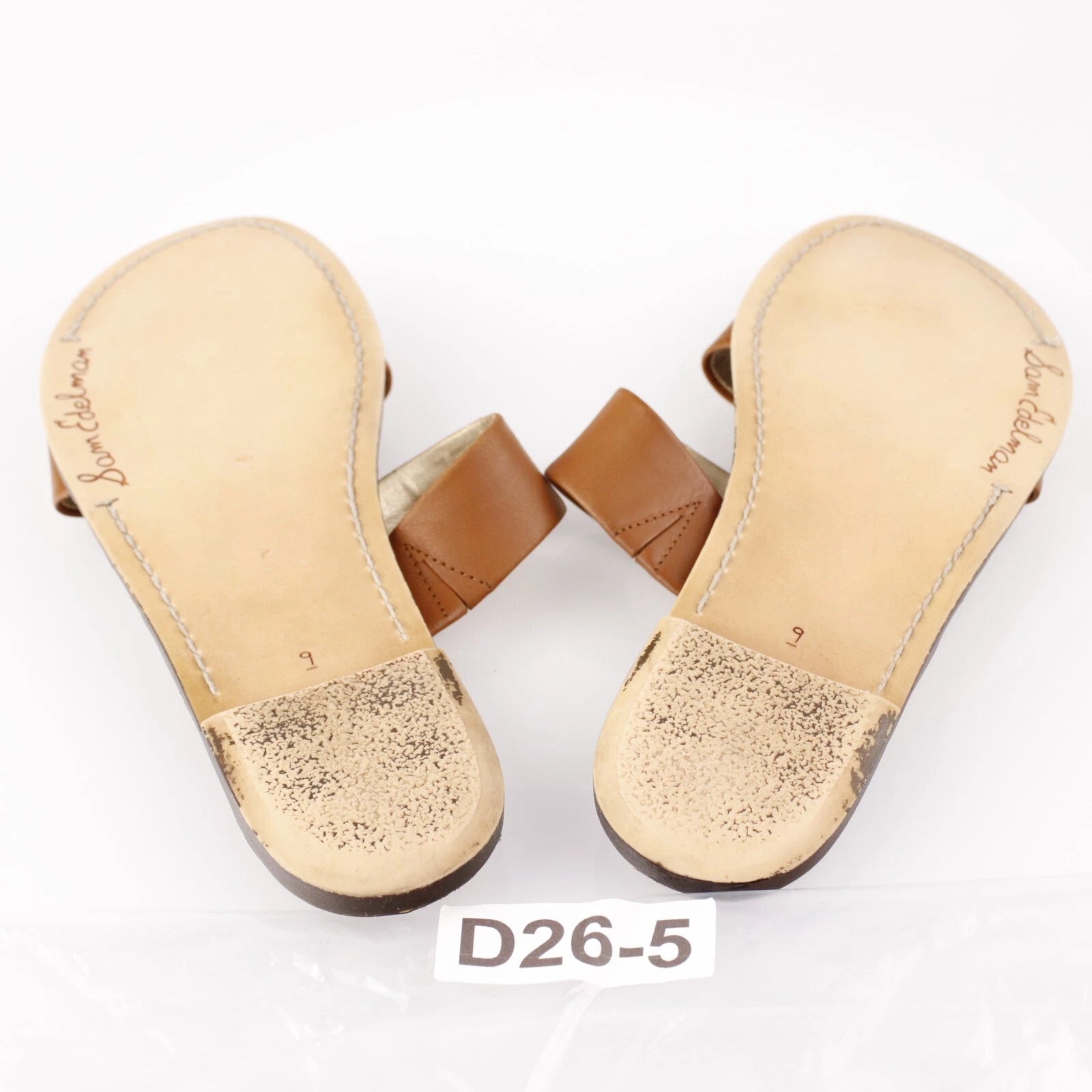 Sam Edelman Womens Gala Sandal Size 9 Cognac Tan Leather Slide Strappy Resort x