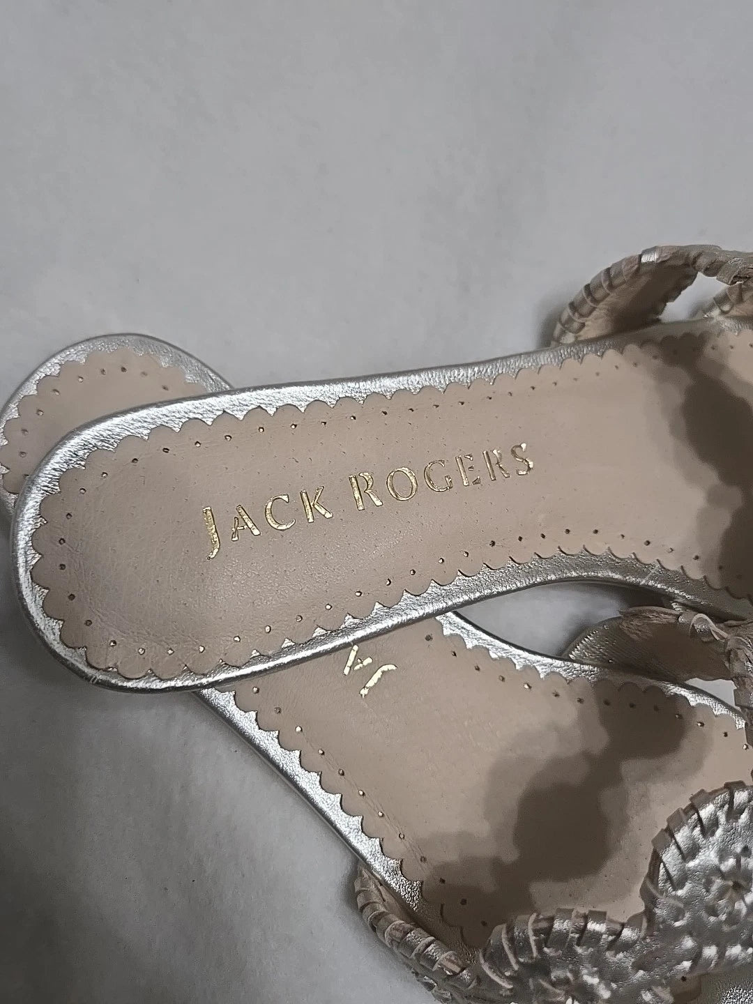 Jack Rogers Leather Slide Sandals Shoes Pale Gold  Women's Size 7M