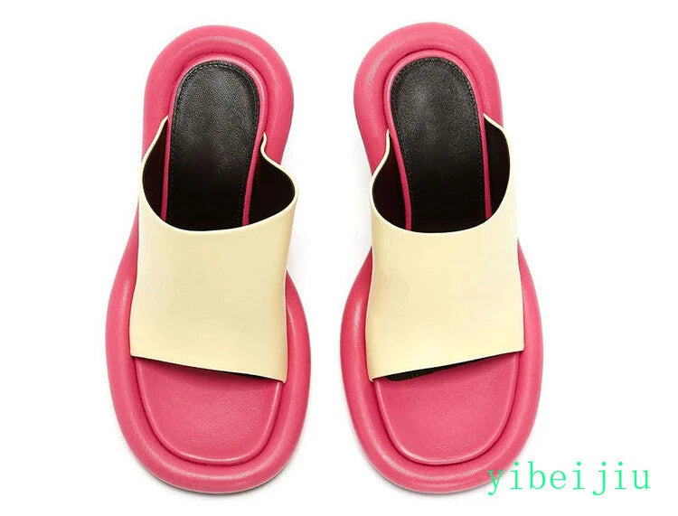 Summer Women's High Spool Heel Mules Dress Slides Slippers Party Sandals Fashion