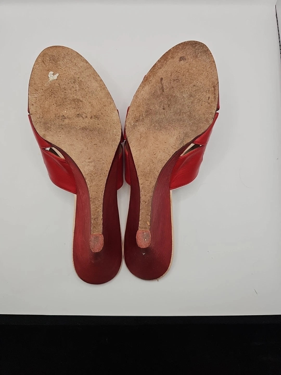 Cole Haan Stunning Leather Kitten Wedge Slides 8.5AA Party Holiday #210