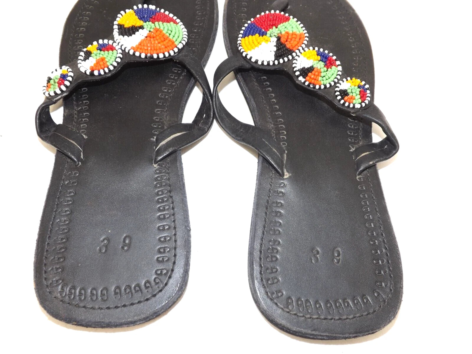 Maasai African style beaded sandals thongs flip flops - size 39