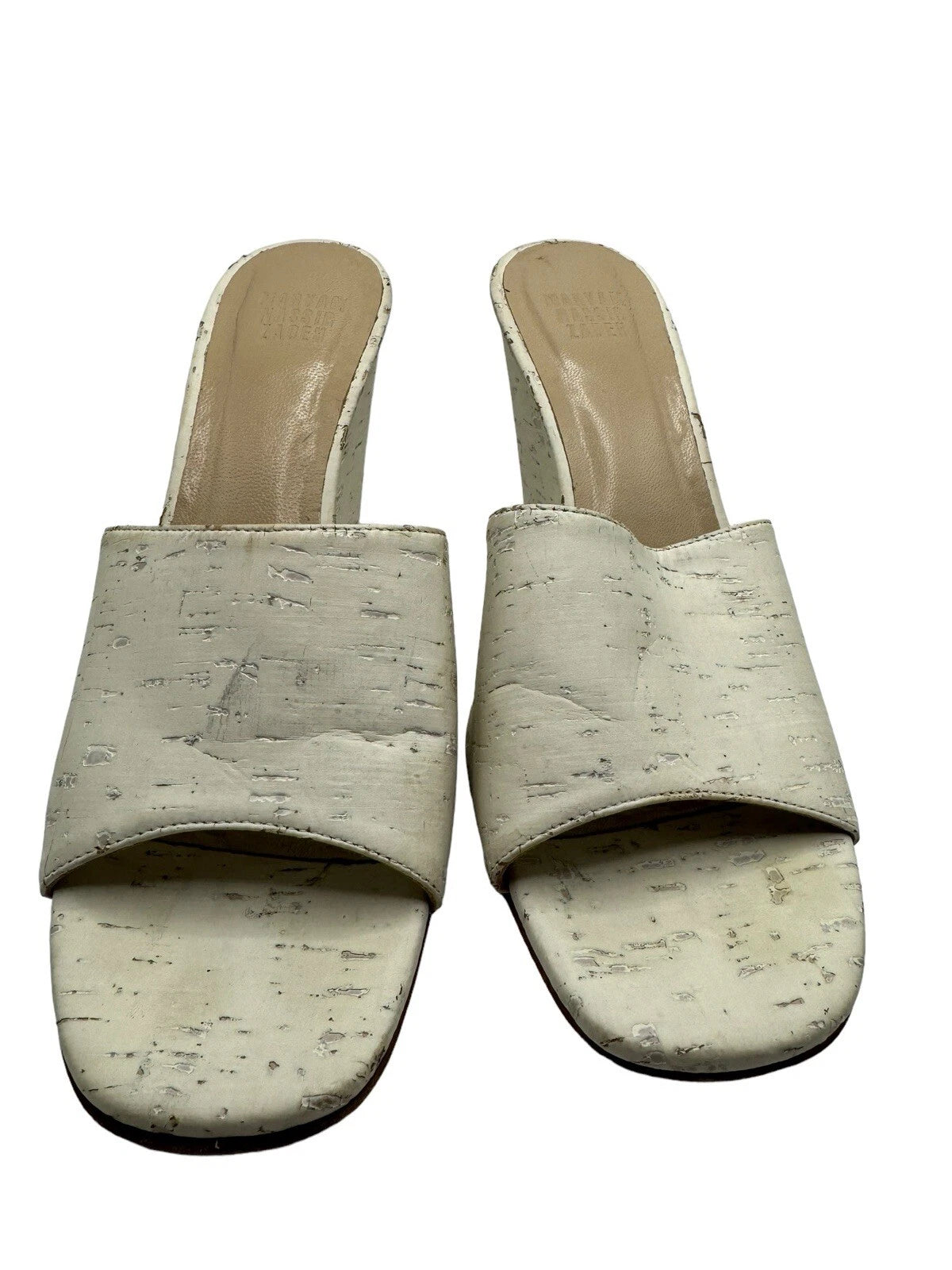 Maryam Nassir Zadeh Wedge Heel Slip On Sandal Burch White EU Size 37.5 US Size 7