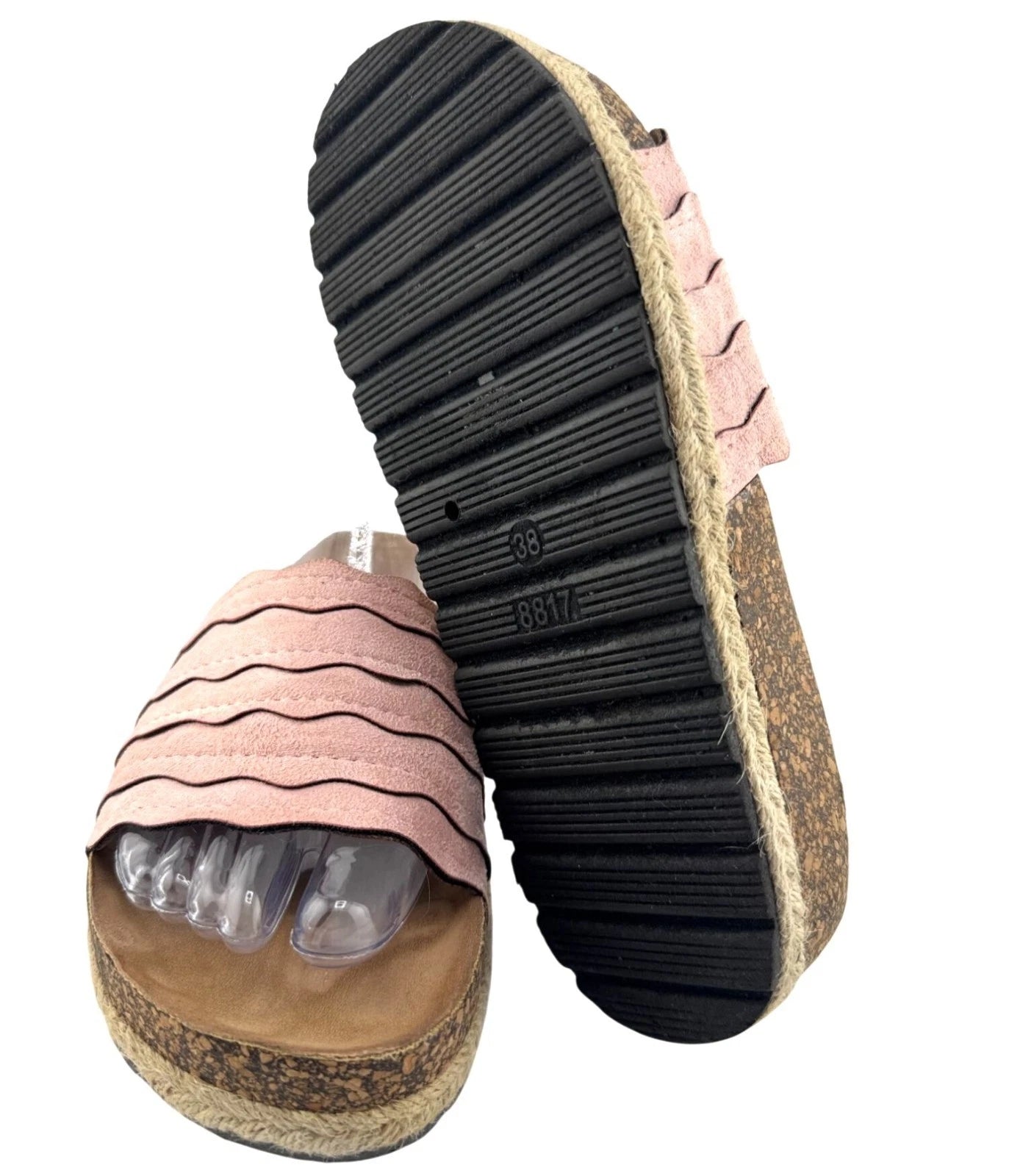 Clarkes Fiana Coast Espadrille Slide Sandals Blush Pink Womens Size 8 Chic Comfy