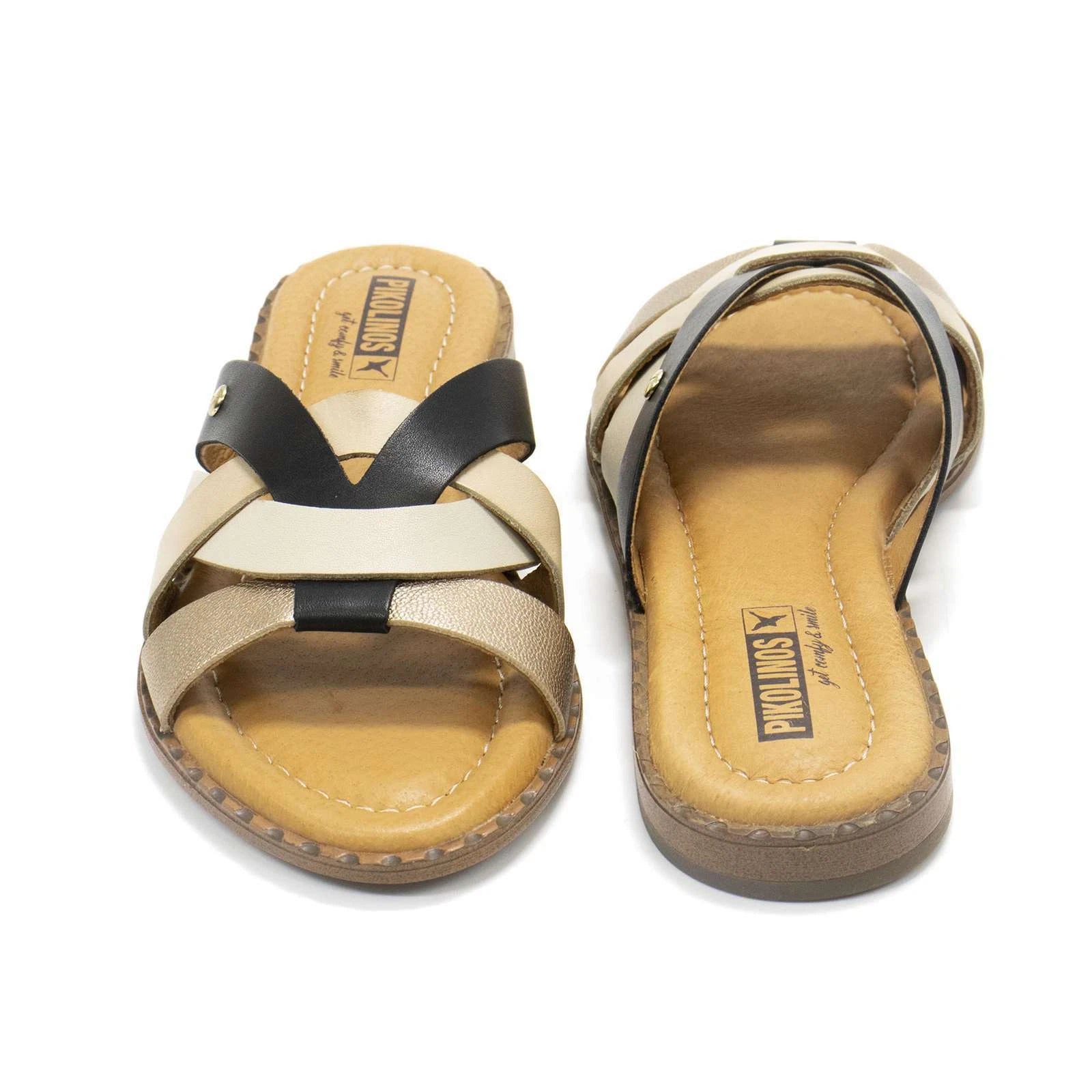 New Pikolinos Algar Leather Slide-On Strap-Design Women’s Flats