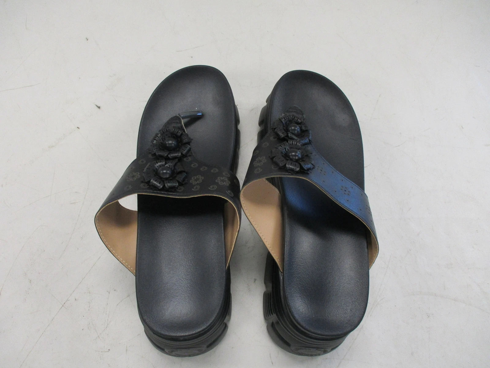 FASHION WOMENS PLATFORM FLIP FLOP SANDALS SIZE 8 BLACK LPN-PM-BJ0382763