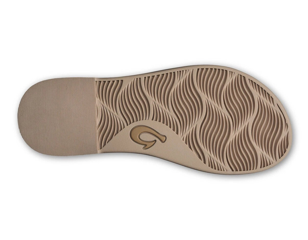 Olukai La’i Taupe Criss Cross Tortiose Shell Buckle Comfort Slide Sandals Size 6