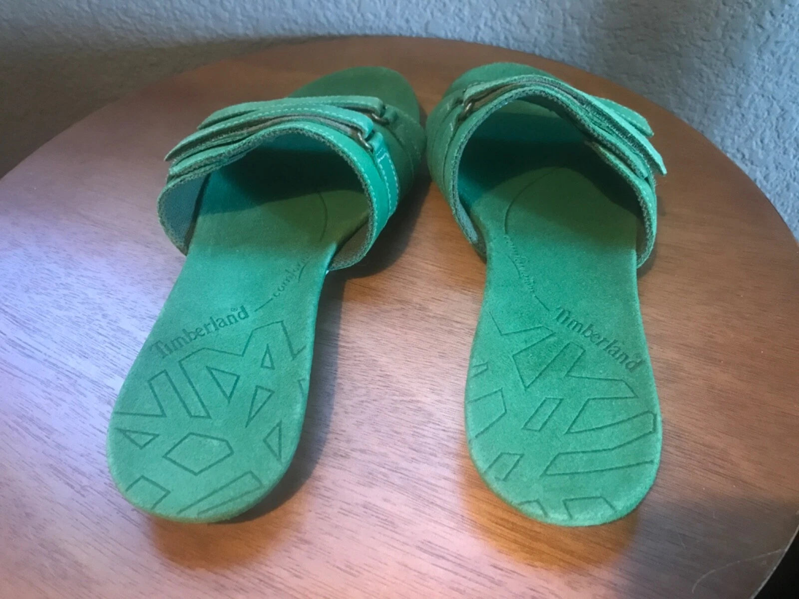 Rare New W/out Box Timberland Slide Sandals Womens Sz 9 Green Suede Adjustable