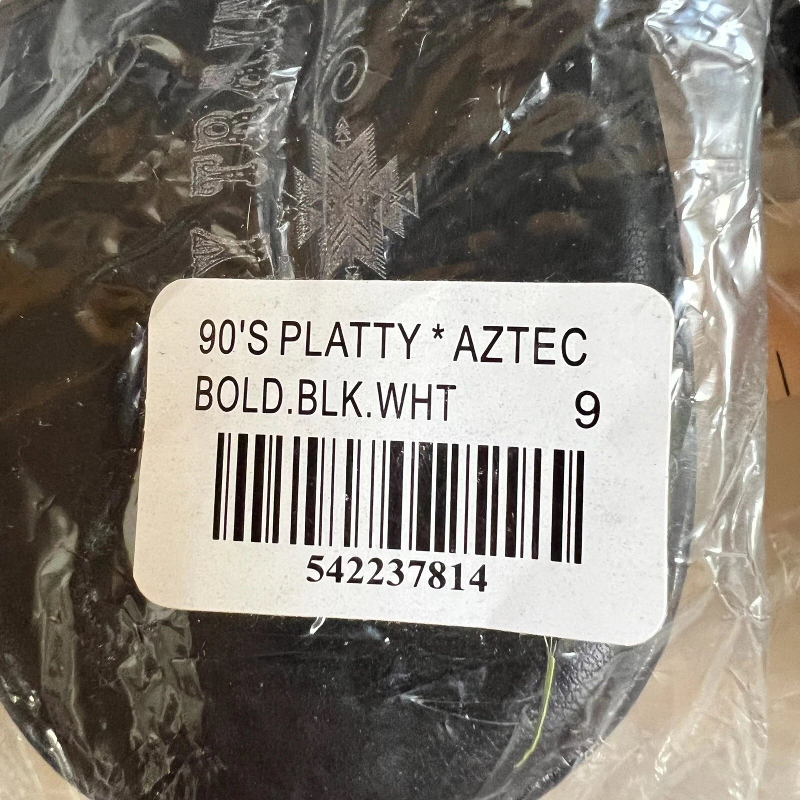 Crazy Train 90s Platty Aztec Bold Black & White Sandal Wedges Platform Slides 9