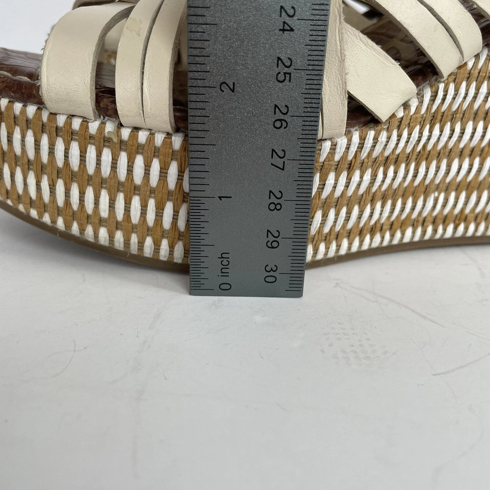 Sam Edelman DEVON Wedge Sandal Size 8M Modern Ivory Strappy Platform Slide Shoes