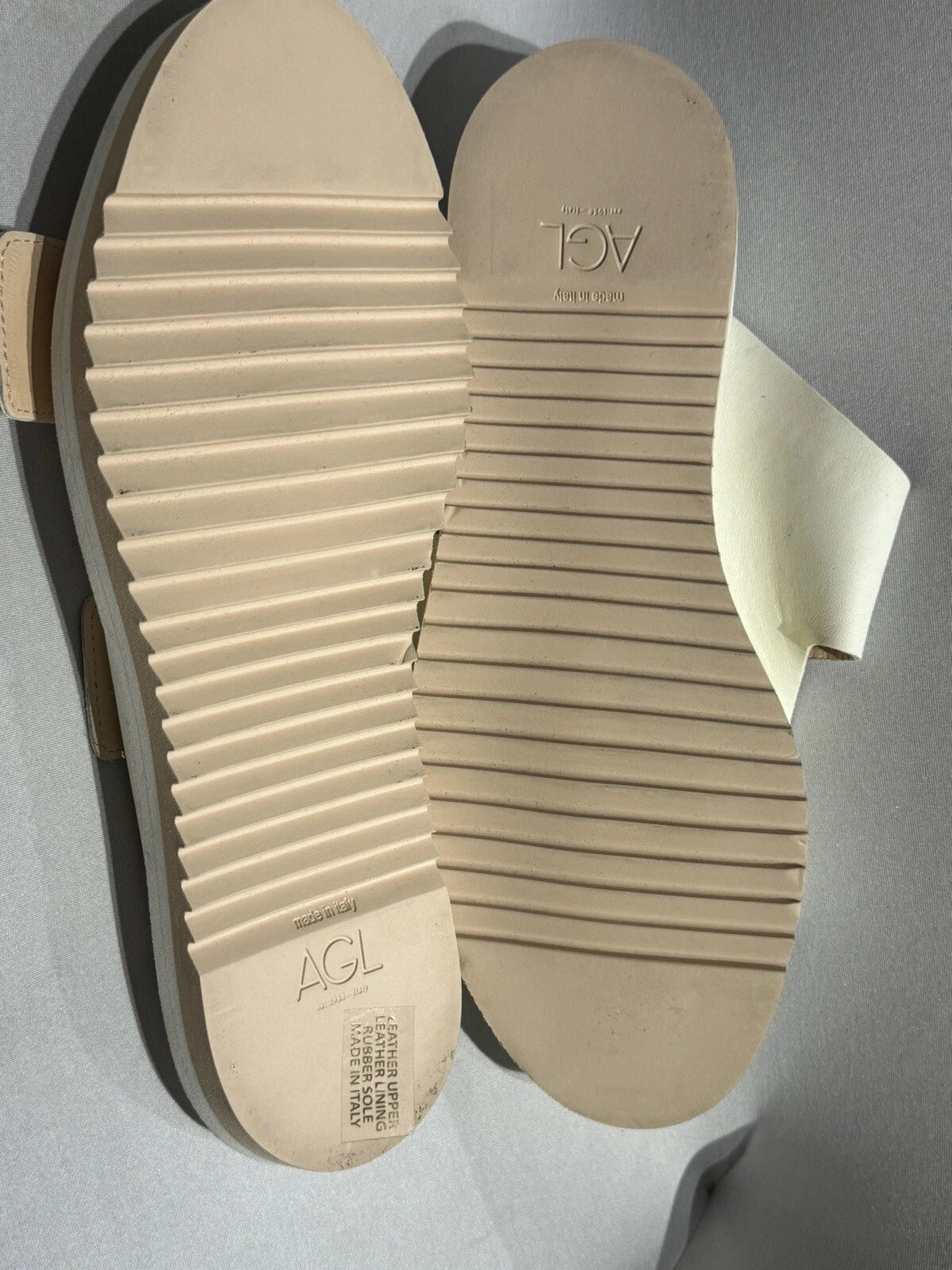 New Women's AGL Off White Sabina Leather Buckle Slide Sandals 39 EUR US 8-8.5