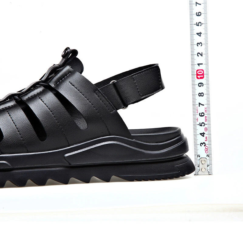 Men's Roman Sandals Leather Flat Open Toe Shoes Beach Summer Outdoor Casual 2025