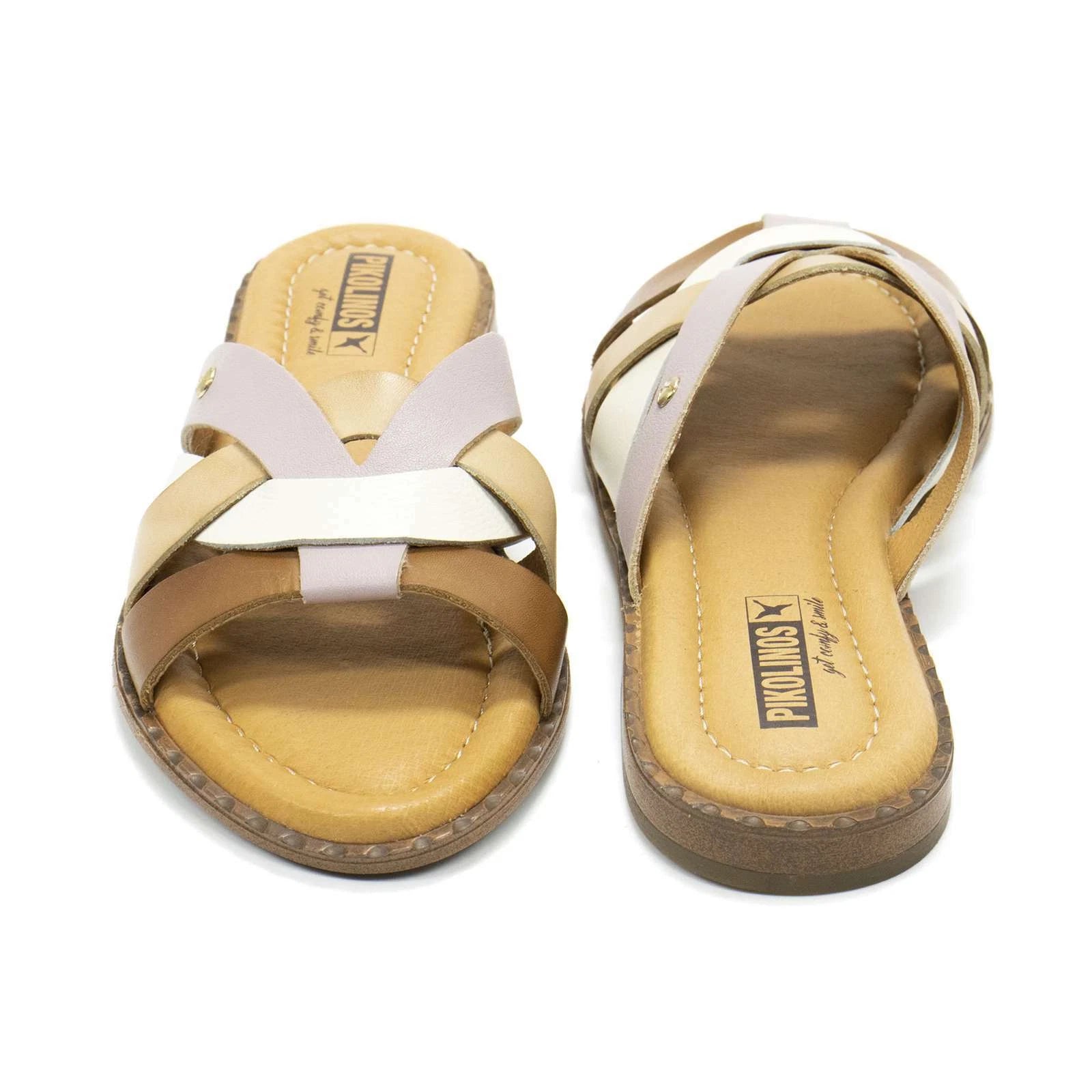 New Pikolinos Algar Leather Slide-On Strap-Design Women’s Flats