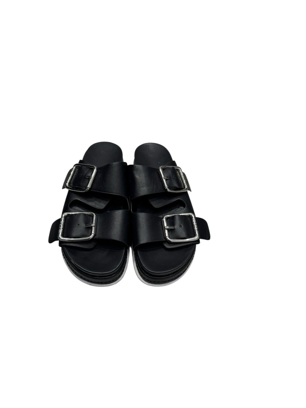 J Slides NYC Black Platform Double Strap Slide Sandals Womens Size 6M