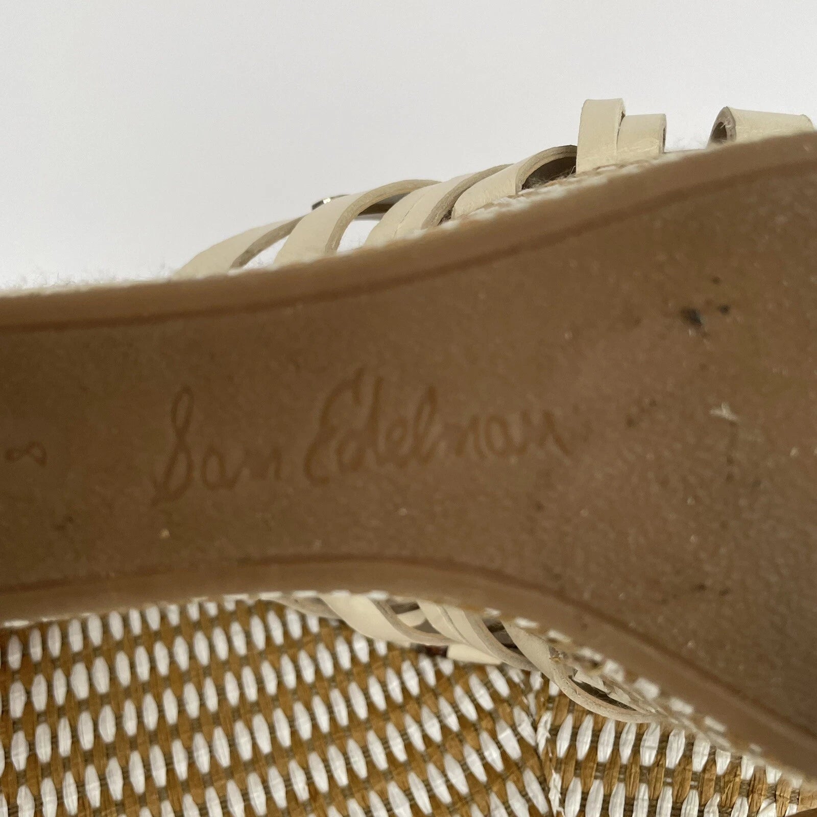 Sam Edelman DEVON Wedge Sandal Size 8M Modern Ivory Strappy Platform Slide Shoes