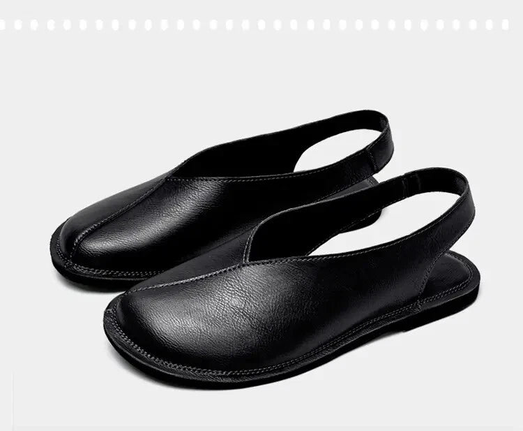 Mens Closed Toe Slingback Sandal Fashion PU Leather Formal business shoes Summer