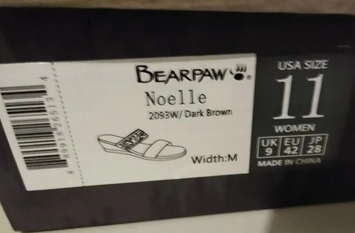 Bear Paw Noelle Dark Brown Slide Wedge Hill Sandals Size 11 Strappy Super Cute