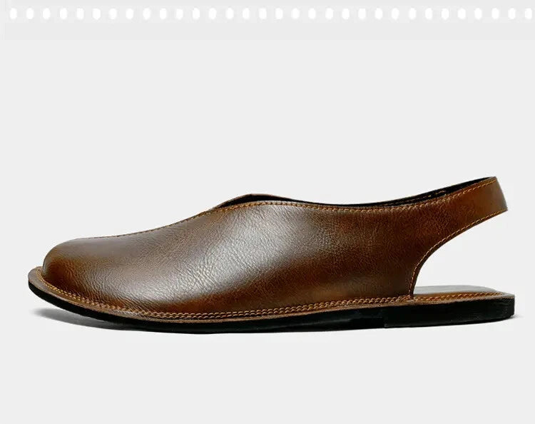 Mens Closed Toe Slingback Sandal Fashion PU Leather Formal business shoes Summer