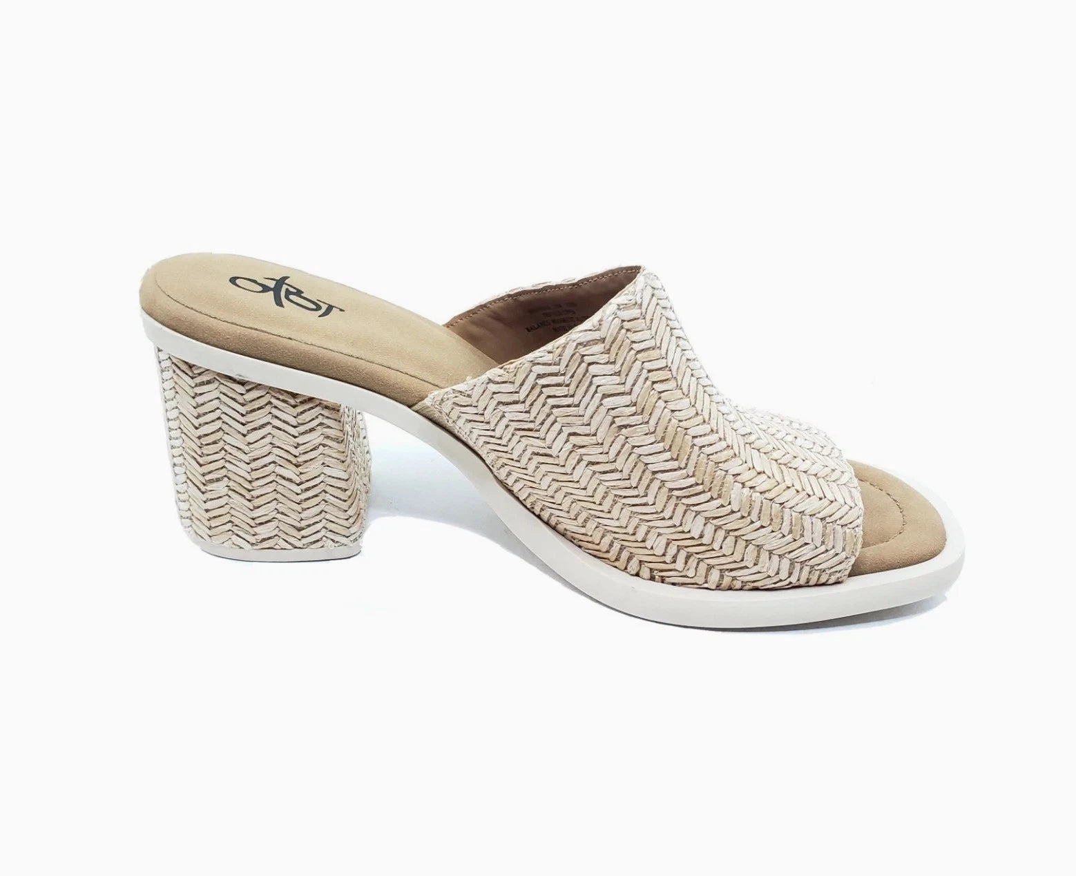 Bravura Woven Slide Sandals Natural Raffia Block Heel Womens Size 10M