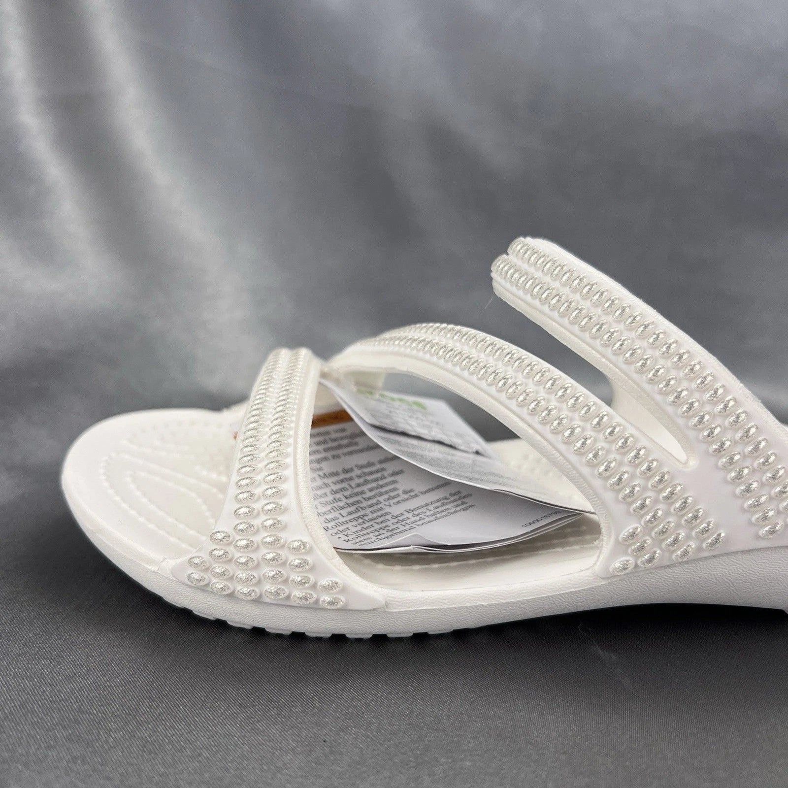 Crocs Kadee II Strappy Sandals Women's 7 White Jewels Summer Slides 211350-100