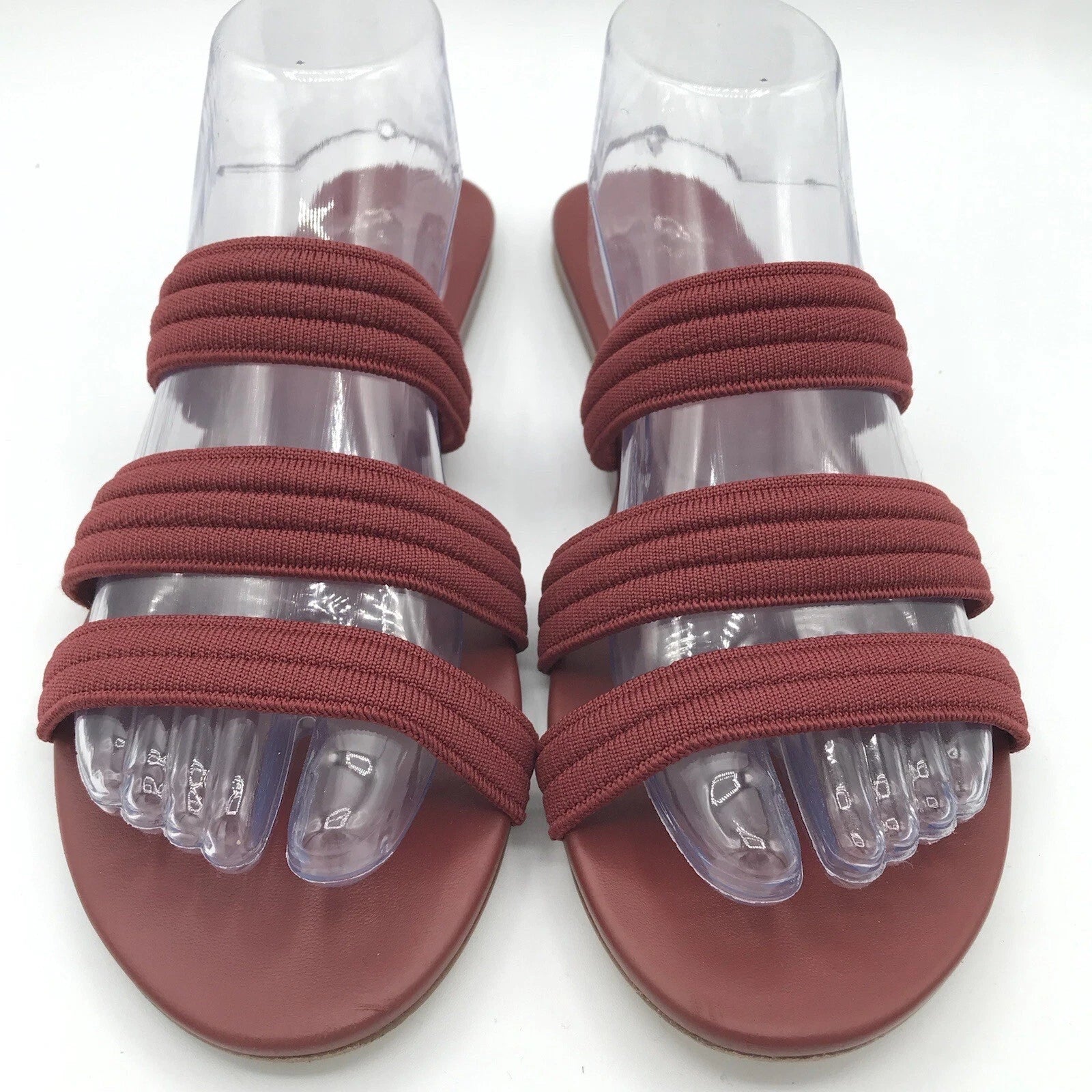 Rothy's Flat Sandals Women's 10 Sangria Red Triple Band Slides Retired Style EUC