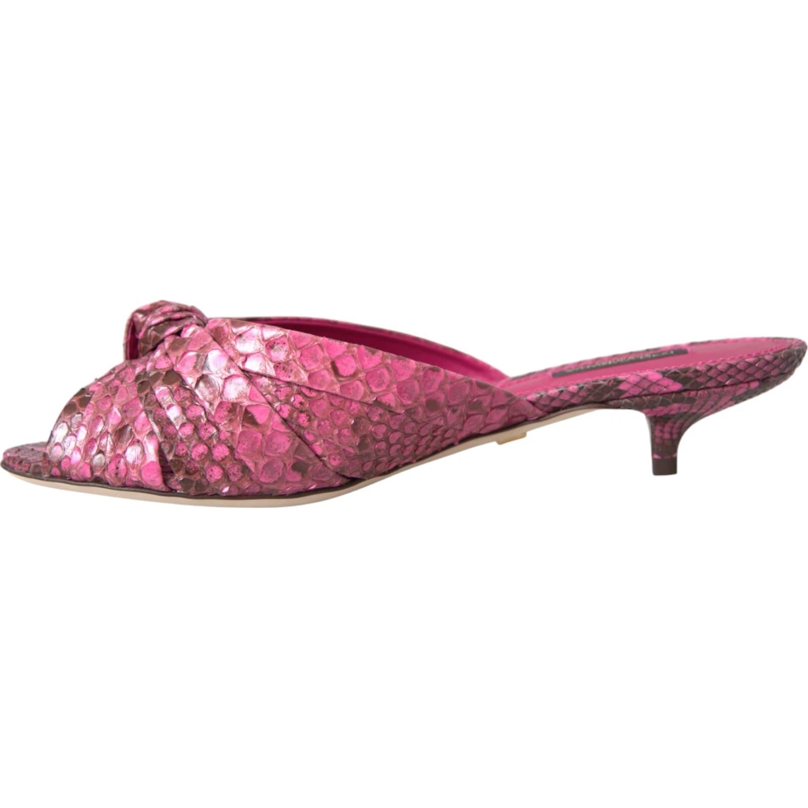 DOLCE & GABBANA Shoes Pink Python Leather Kitten Heels Slides EU37/US6.5 1200usd