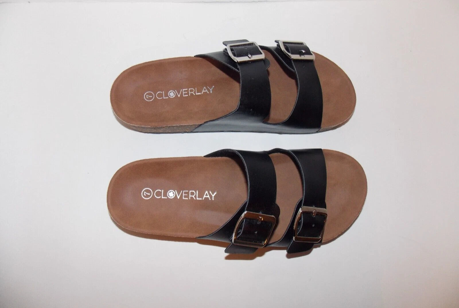 Buckle Style Slip on Slide Sandals Ladies Size 7M Black